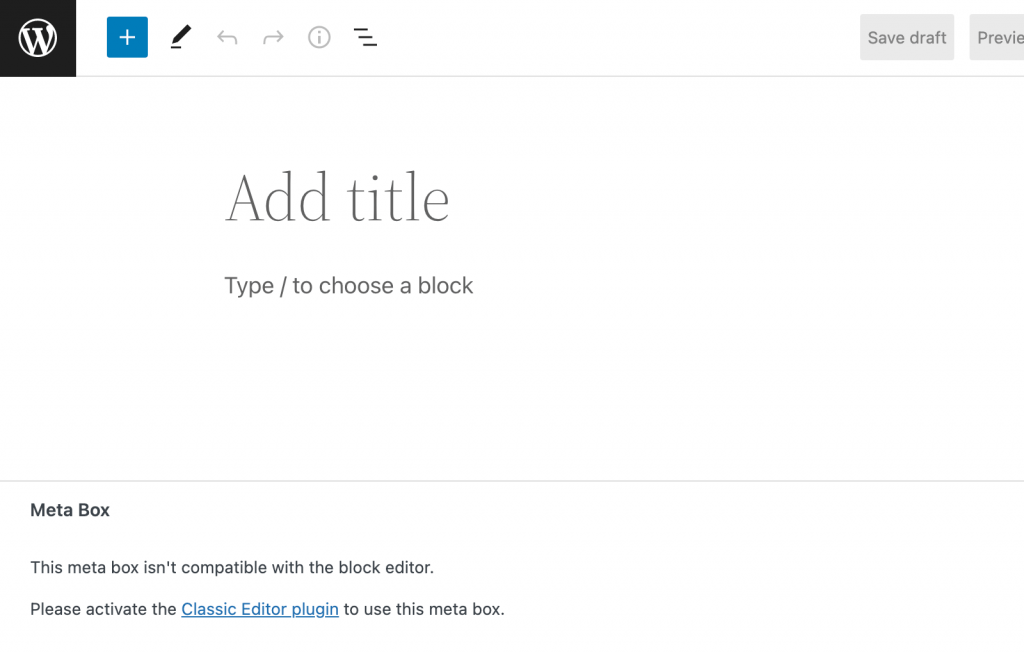 block editor compatible Meta box