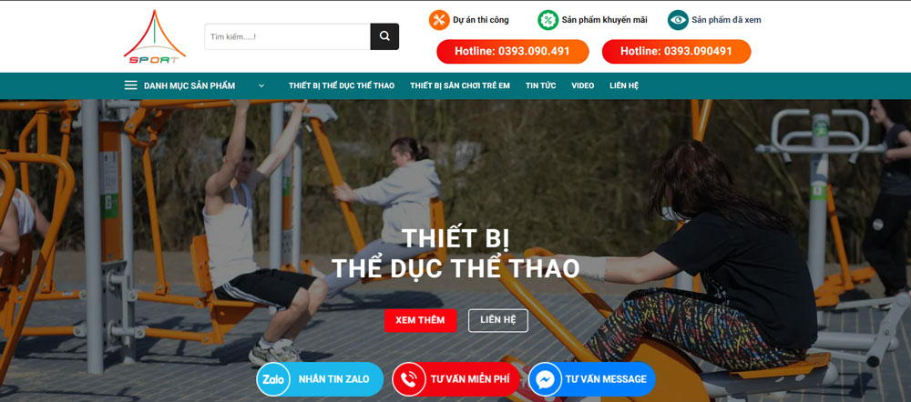 mẫu website bán thiết bị thể dục thể thao ngoài trời