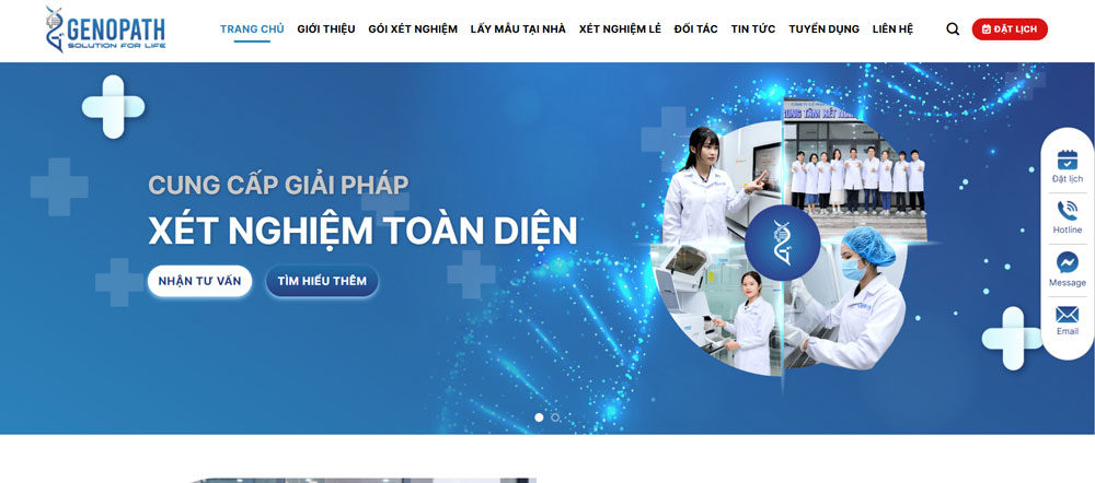 Mâu website dịch vụ lấy xét nghiệm tại nhà