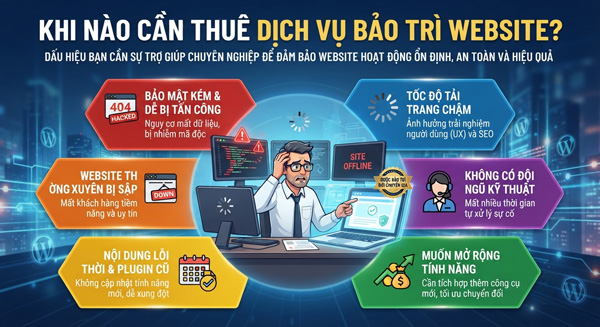Khi nào cần thuê dịch vụ bảo trì website? Dấu hiệu và thời điểm nên thuê chuyên gia