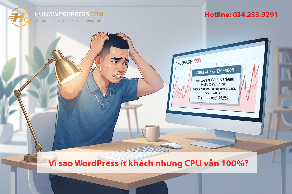 WordPress CPU 100% nhưng không có nhiều khách